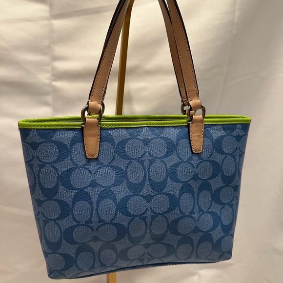 Coach Blue and Green Signature Mini Tote Bag - Picture 2 of 6